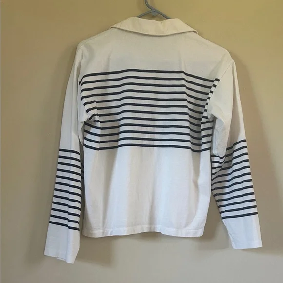 J. Crew White and Navy Striped Polo Shirt 16 - Picture 5 of 6